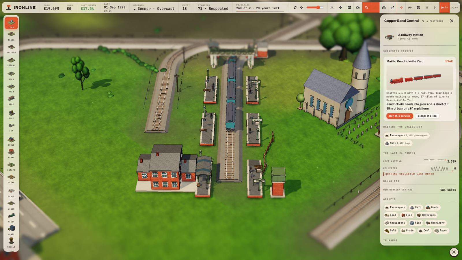 A station open in the side panel, suggesting a mail service to a nearby yard.